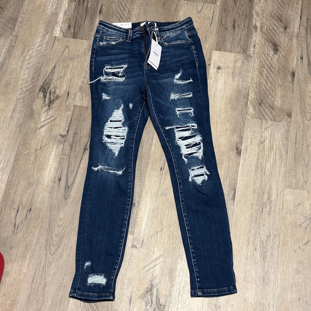 Distressed Blue Jeans